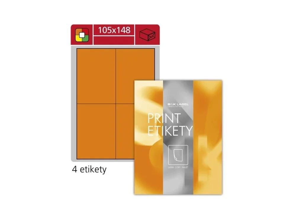 Akce Fluorescentní etikety Samp;K Label-oranžová,105x148mm,400 ks