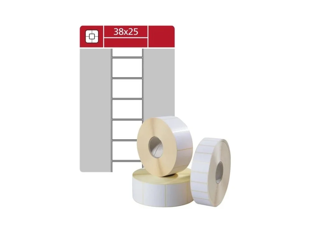 Etikety na koutoučku Samp;K Label-termo, bílé, 38x25 mm, 3 000 ks Poslední Šance