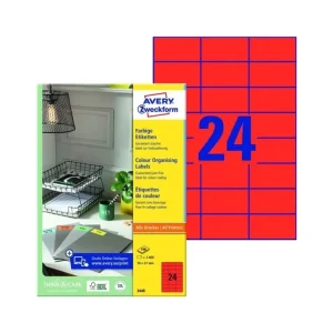 Autentický Univerzální etikety červené, 70 x 37 mm, 2400 ks