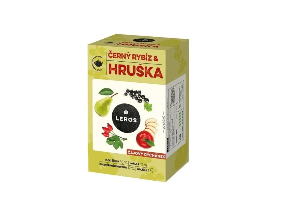 Bylinný čaj Leros - Čajový dýchánek,černý rybíz a hruška Cenová Bomba