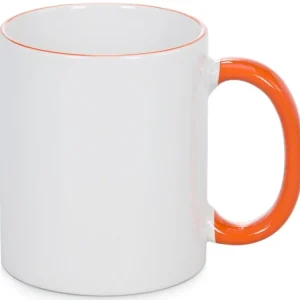 Aktuální Hrnek bílý s oranžovým lemem a uchem