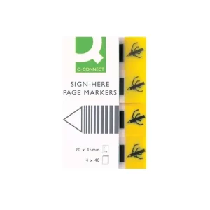 Akční Nabídka Záložky Q-Connect podpis, 20 x 45 mm, žluté, 4 ks