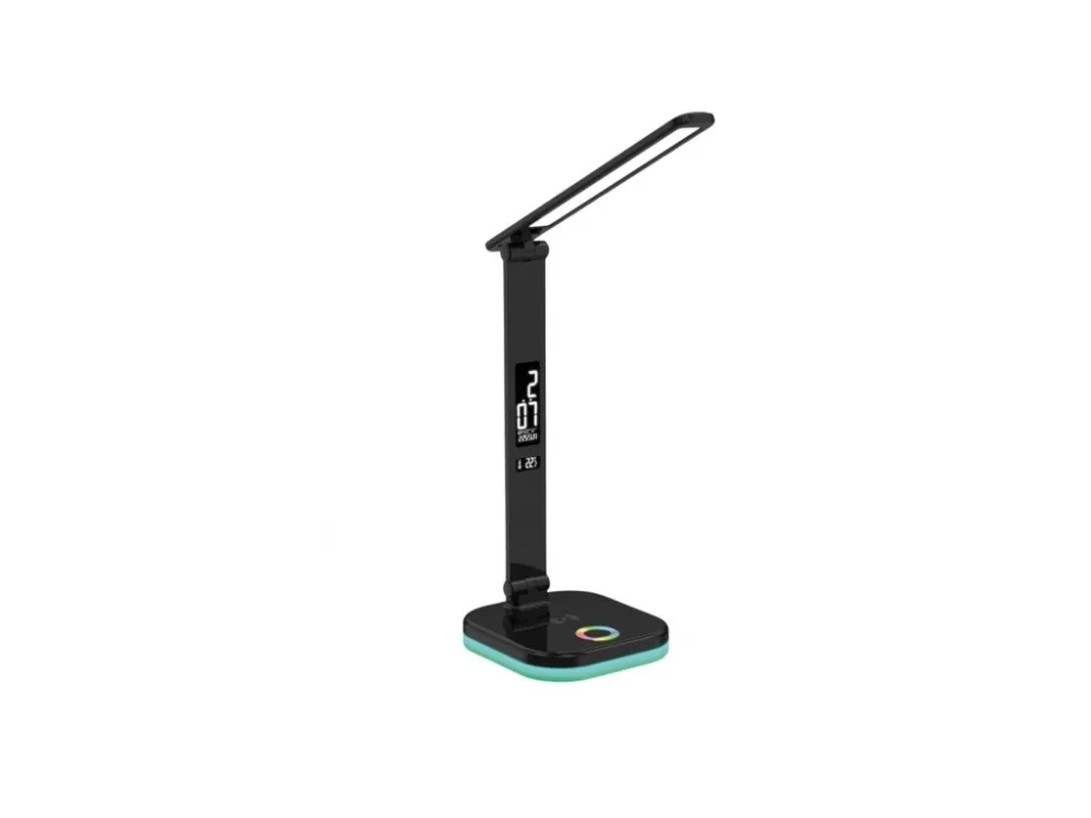 Výhodná Nabídka Platinet PDL711RGBB stolní LED lampa stmívatelná, bezdrátové nabíjení, hodiny, černá