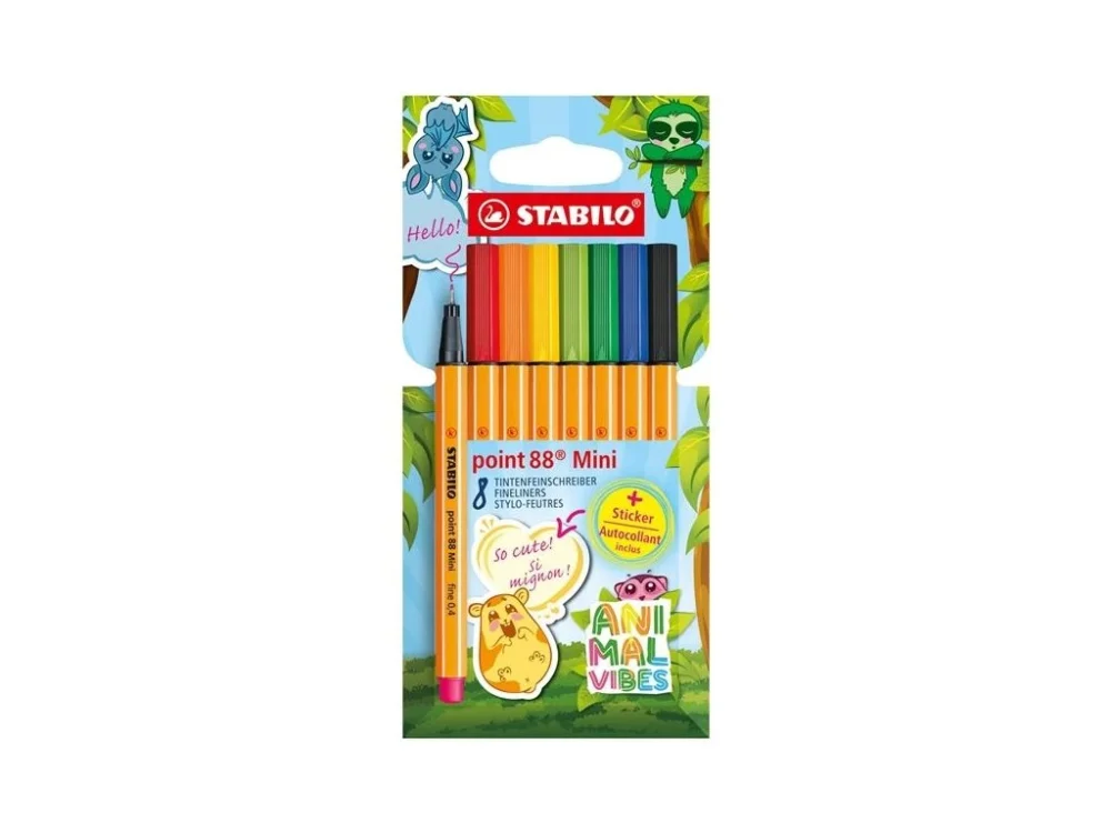 Značkový Liner STABILO point 88 – Mini Animal Vibes, 8 barev