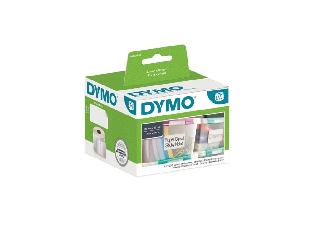 Objednat Nyní Papírové štítky Dymo LW, 57 x 32 mm, bílé, 1000 ks