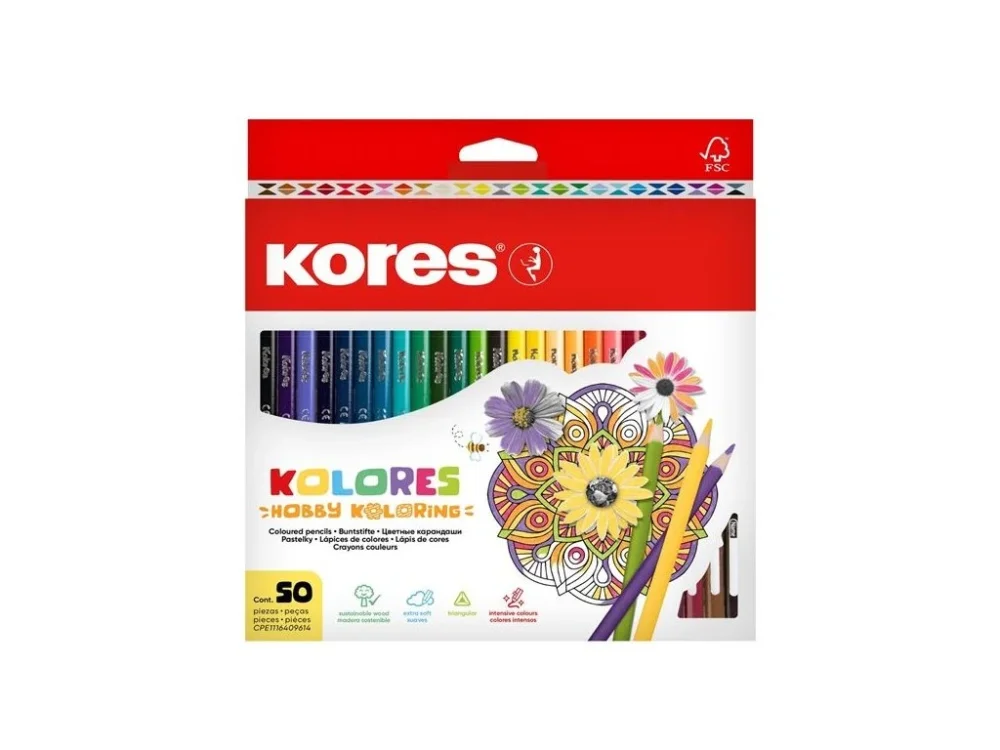 Pouze Dnes Pastelky Kores Kolores Mandalas,trojhran.,50 barev