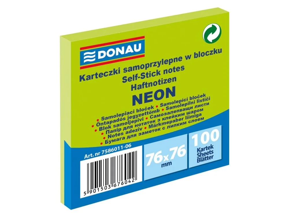 bloček s lepicí lištou NEON, 76x76mm Expresní Doručení