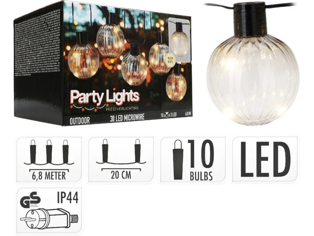 Jen Po Omezenou Doba PROGARDEN Světelný řetěz žárovky LED PARTY 10 ks 6,8m KO-AF5300250