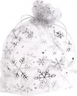 Organzový sáček Vánoční 9x12cm, bílý/stříbrný Levný