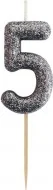 Nejlepší Volba Dortová svíčka číslice 5 GLITTER, černá
