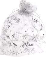 Organzový sáček Vánoční 15x23cm, bílá/stříbrný Cenový Hit