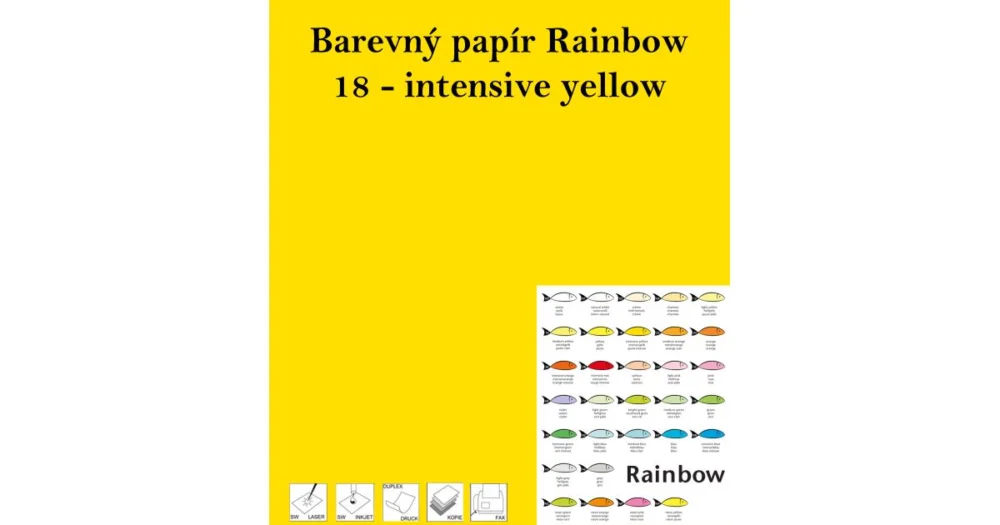 Víkendová Akce Papír RAINBOW A4/160g/250, 18 - intensive yellow, intenzivní žlutá
