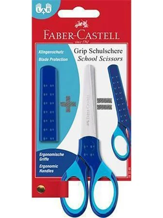 Nůžky Grip, modrá, školní, 13,5 cm, s krytem, FABER-CASTELL 181549 Vrácení Zdarma