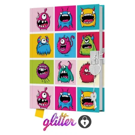 Památník JUNIOR 14x18 cm, 80 list. čistý se zámkem - Monsters Cenově Výhodný