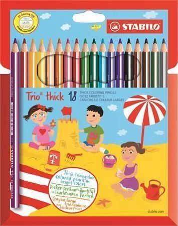 Barevné pastelky Trio thick sada, 18 barev, trojhranné, jumbo, STABILO Výhodná Nabídka