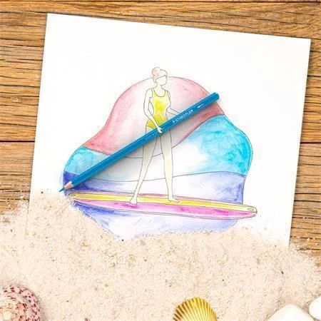 Tovární Cena Akvarelové pastelky Design Journey, 12 různých barev, sada, šestihranné, STAEDTLER