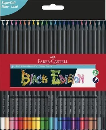 Pouze Dnes Barevné pastelky Black Edition, 24 barev, trojhranné, FABER-CASTELL 116424