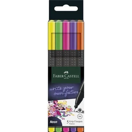 Must-Have Linery Grip, sada, 5 neonových barev, 0,4 mm, FABER-CASTELL 151603