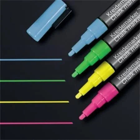 Přímo Od Výrobce Křídový popisovač, 4 různé barvy, 1-2 mm, kuželový hrot, tekutý, SIGEL BA179 ,balení 4 ks
