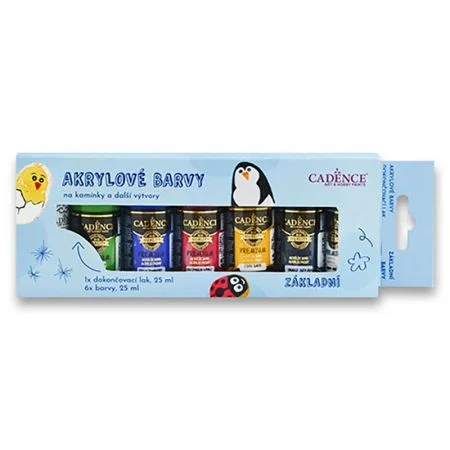 Akce Souprava 6ks akrylových barev CADENCE + lak, základní balení